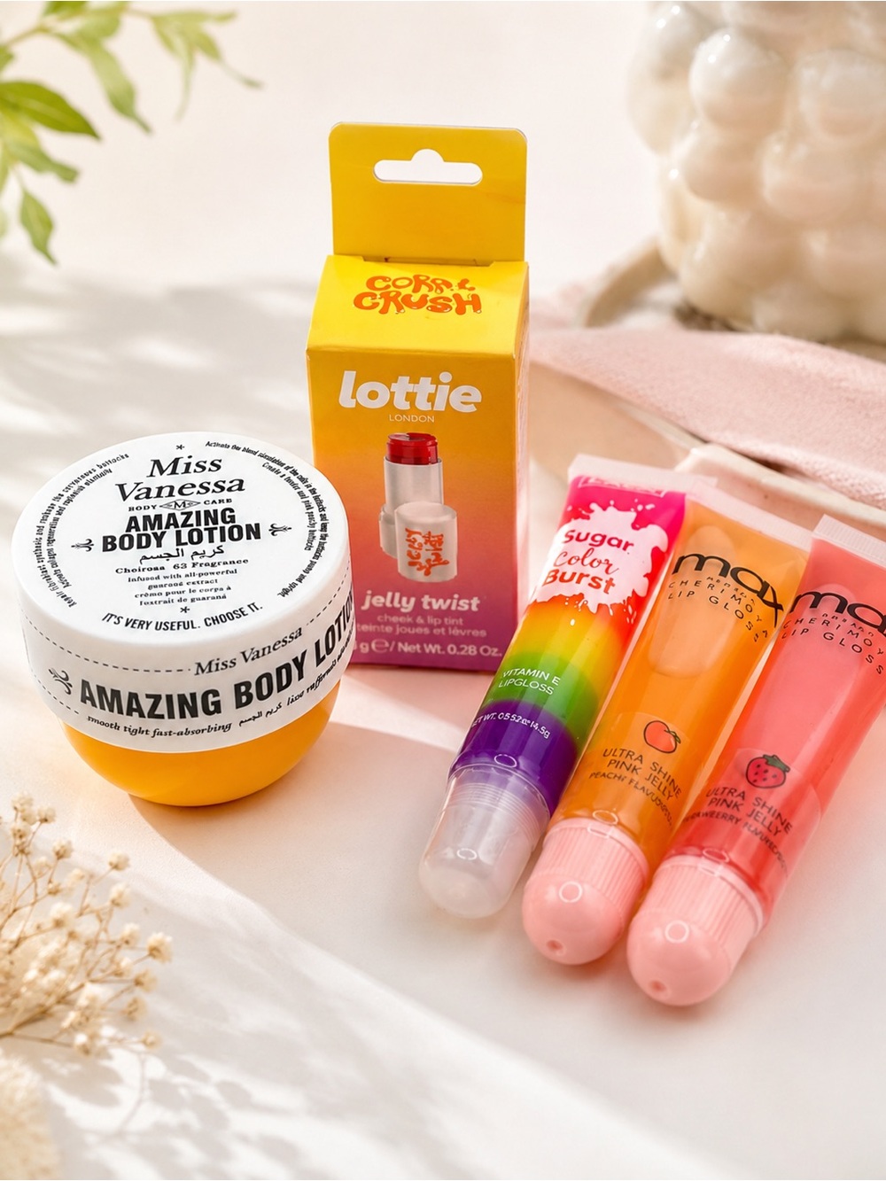 Beauty Gift Bundle • Lottie London Tint, 3 Lip Glosses & Body Lotion NWT